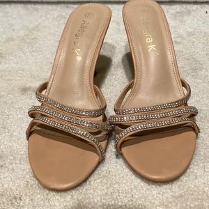 Tan/Nude rhinestone kitten heels
